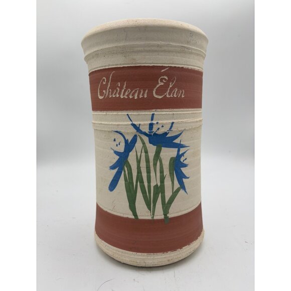 Vintage Signed Wine Chiller Pottery Vase Wine Chateau Elan 9" - Picture 7 of 13